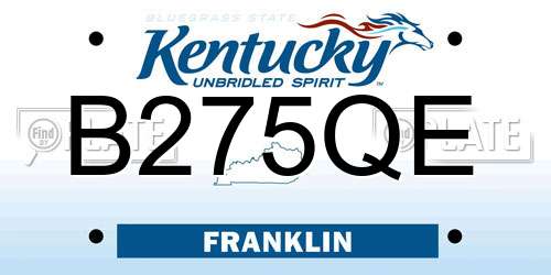 B275QE Kentucky License Plate