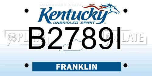 B2789I Kentucky License Plate