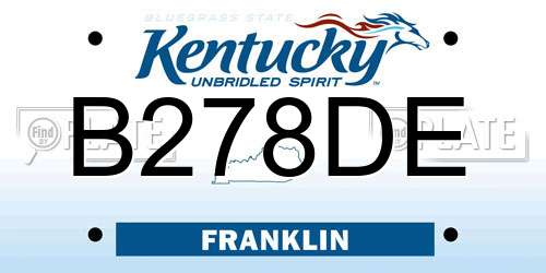 B278DE Kentucky License Plate