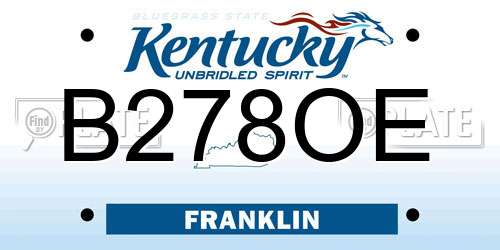 B278OE Kentucky License Plate