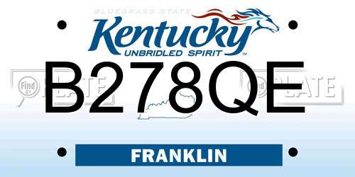 B278QE Kentucky License Plate