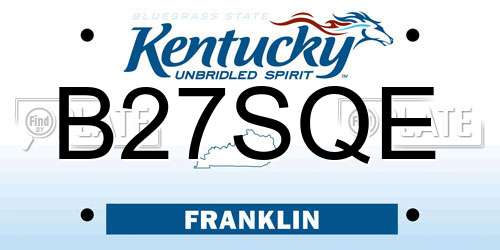 B27SQE Kentucky License Plate