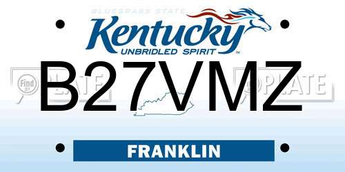 B27VMZ Kentucky License Plate