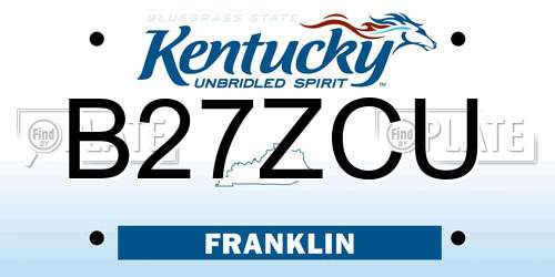 B27ZCU Kentucky License Plate