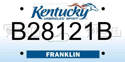 B28121B Kentucky License Plate