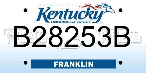 B28253B Kentucky License Plate