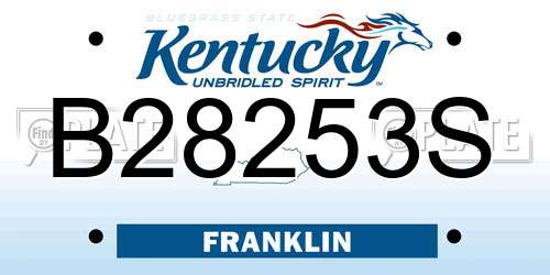 B28253S Kentucky License Plate