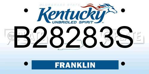 B28283S Kentucky License Plate