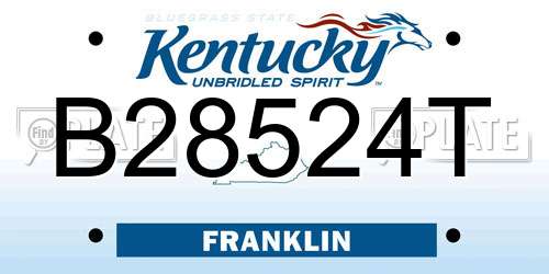B28524T Kentucky License Plate