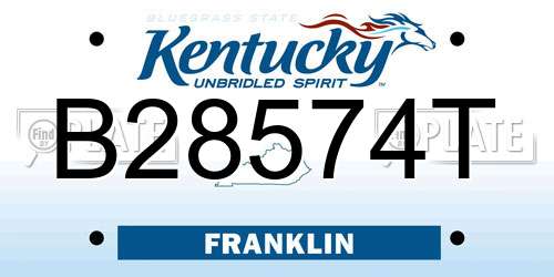 B28574T Kentucky License Plate
