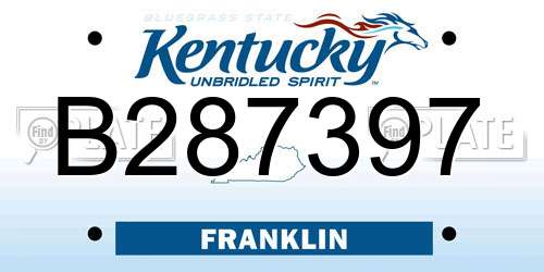 B287397 Kentucky License Plate