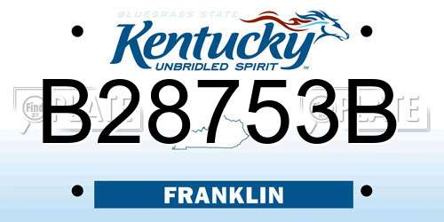 B28753B Kentucky License Plate