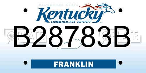 B28783B Kentucky License Plate
