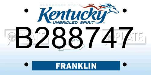 B288747 Kentucky License Plate