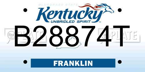 B28874T Kentucky License Plate