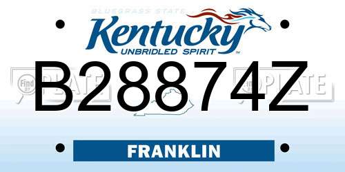 B28874Z Kentucky License Plate