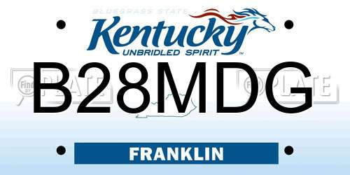 B28MDG Kentucky License Plate