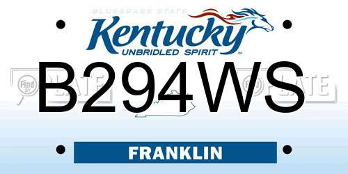 B294WS Kentucky License Plate