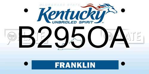 B295OA Kentucky License Plate
