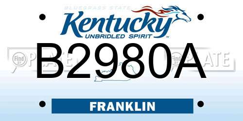 B2980A Kentucky License Plate