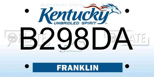 B298DA Kentucky License Plate