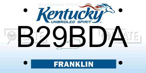 B29BDA Kentucky License Plate