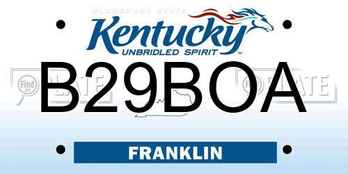 B29BOA Kentucky License Plate