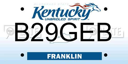 B29GEB Kentucky License Plate