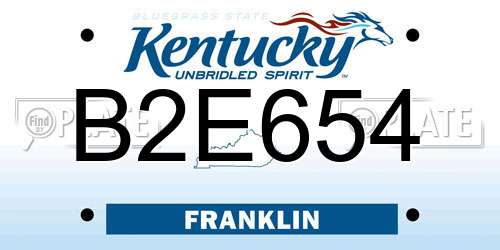 B2E654 Kentucky License Plate