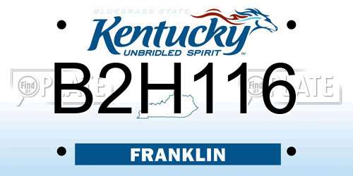 B2H116 Kentucky License Plate