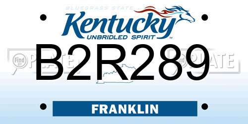 B2R289 Kentucky License Plate