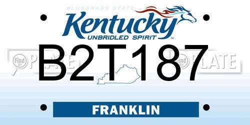 B2T187 Kentucky License Plate