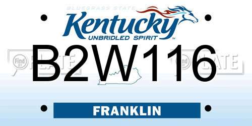 B2W116 Kentucky License Plate