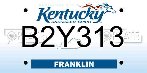 B2Y313 Kentucky License Plate