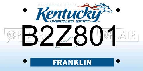 B2Z801 Kentucky License Plate