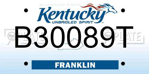 B30089T Kentucky License Plate