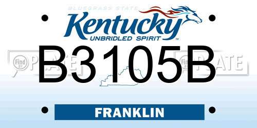 B3105B Kentucky License Plate