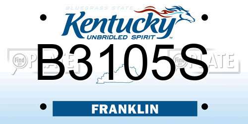 B3105S Kentucky License Plate