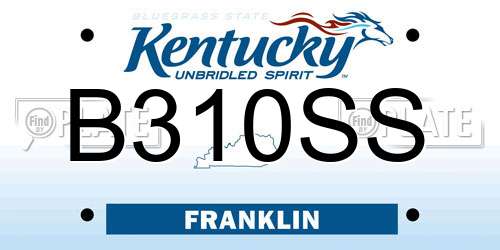 B310SS Kentucky License Plate