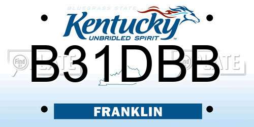 B31DBB Kentucky License Plate