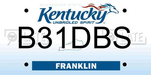 B31DBS Kentucky License Plate