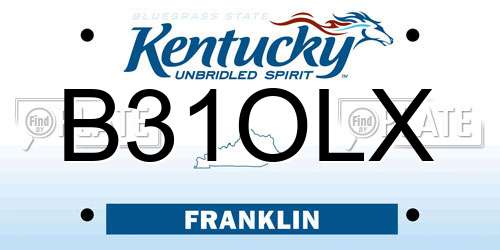 B31OLX Kentucky License Plate