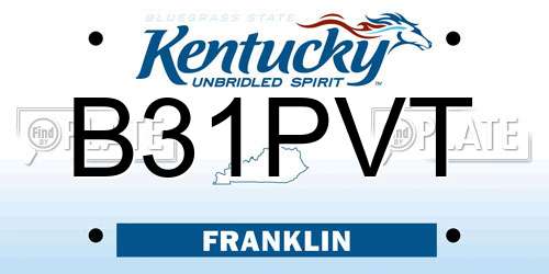 B31PVT Kentucky License Plate