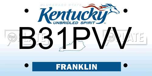B31PVV Kentucky License Plate