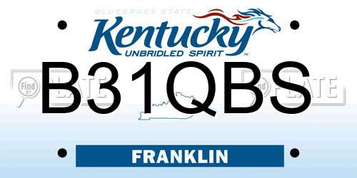B31QBS Kentucky License Plate