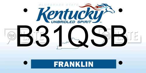 B31QSB Kentucky License Plate