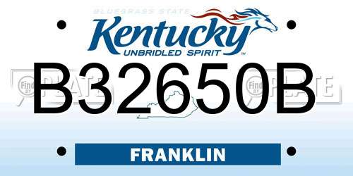 B32650B Kentucky License Plate