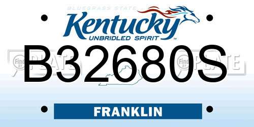B32680S Kentucky License Plate