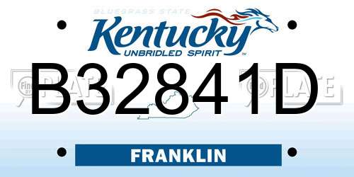 B32841D Kentucky License Plate