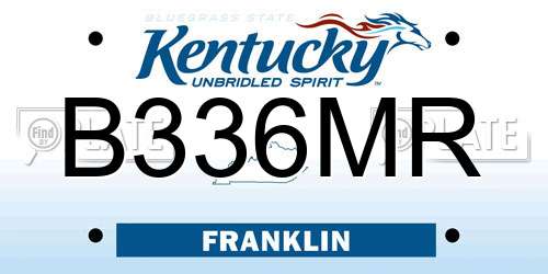 B336MR Kentucky License Plate